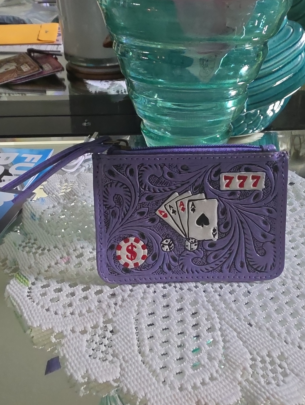 Wrangler Purple Embossed Casino Change Purse